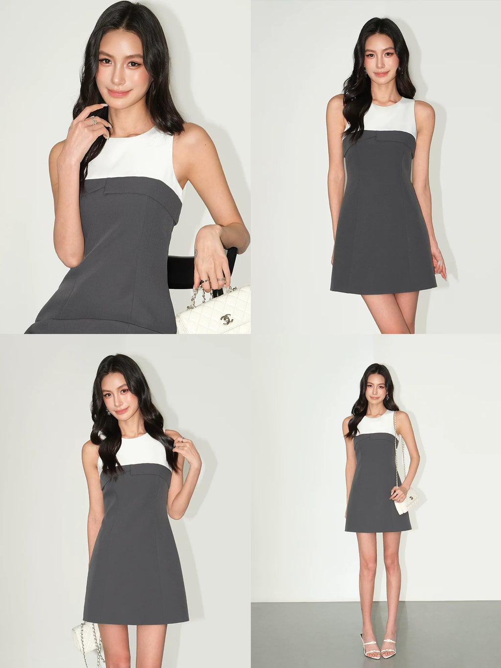 NEVA HU Premium Sense Contrasting Color Splicing Waist Skirt