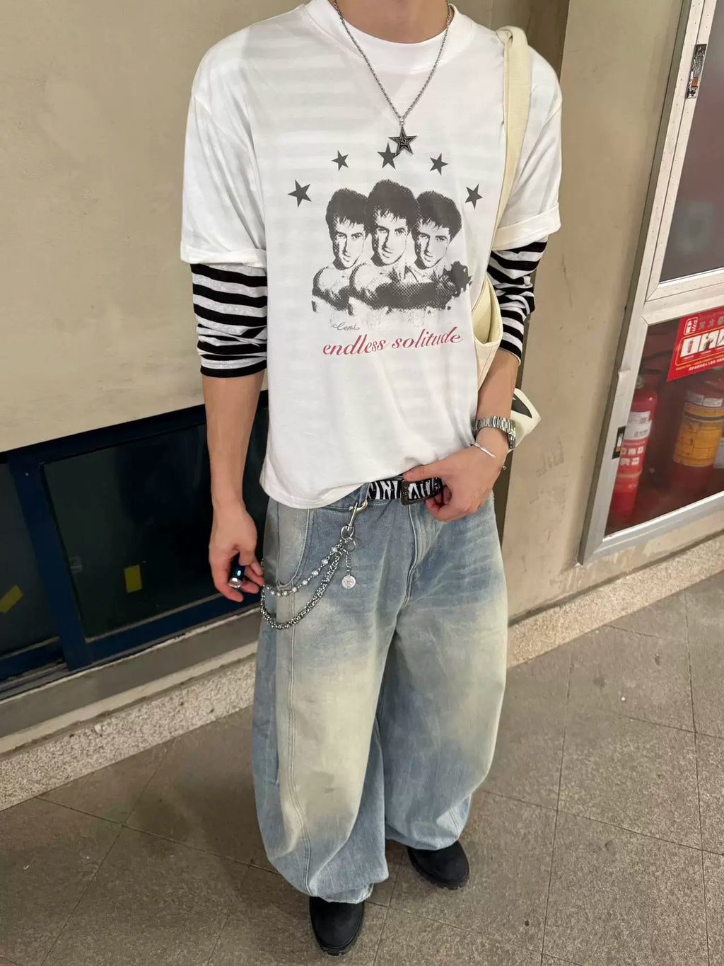 CENSMADE TD Portrait Distressed Printed Waxy Breathable Tee