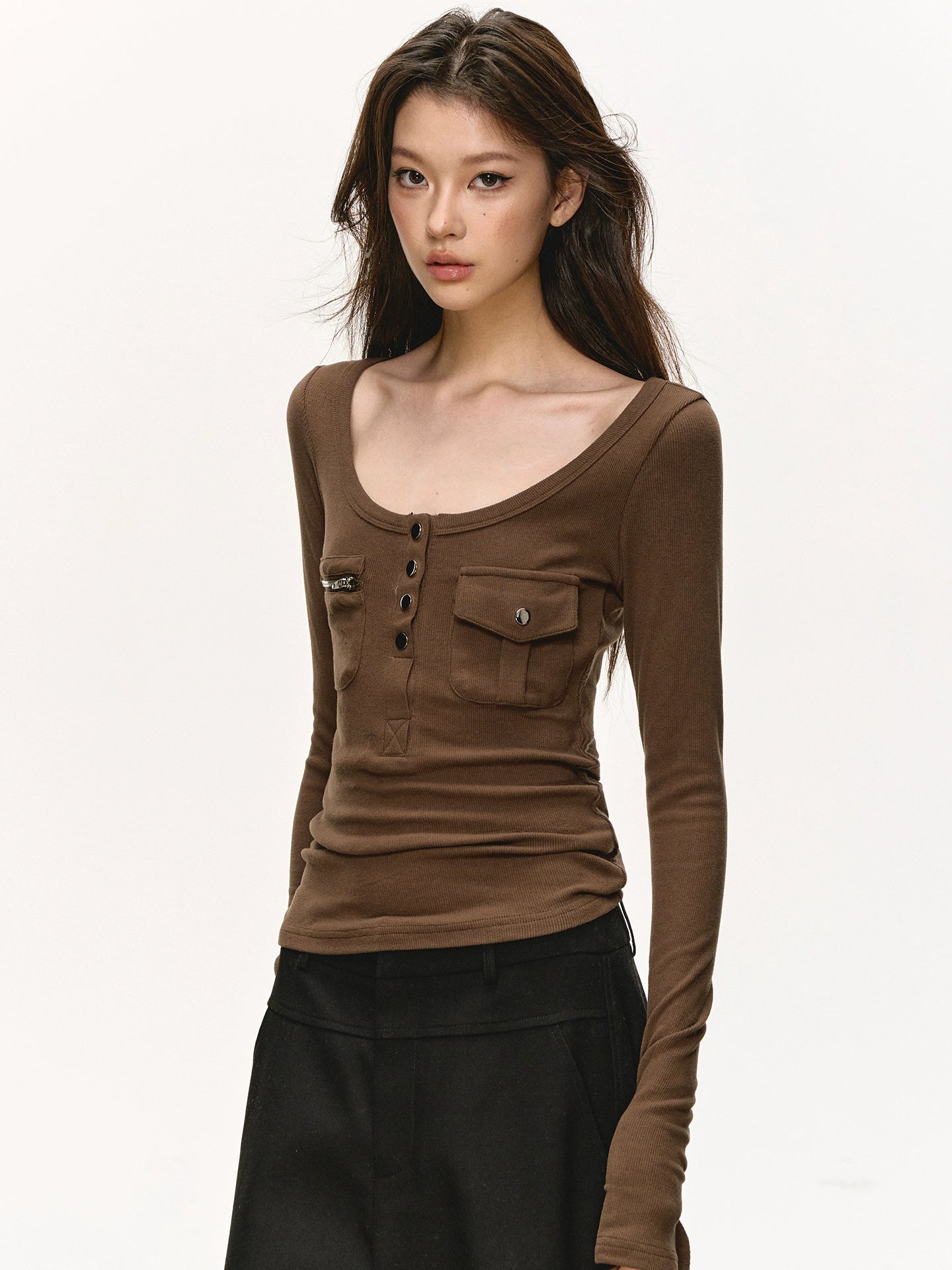 Anna Aneae Polished Slim Short Long Sleeves