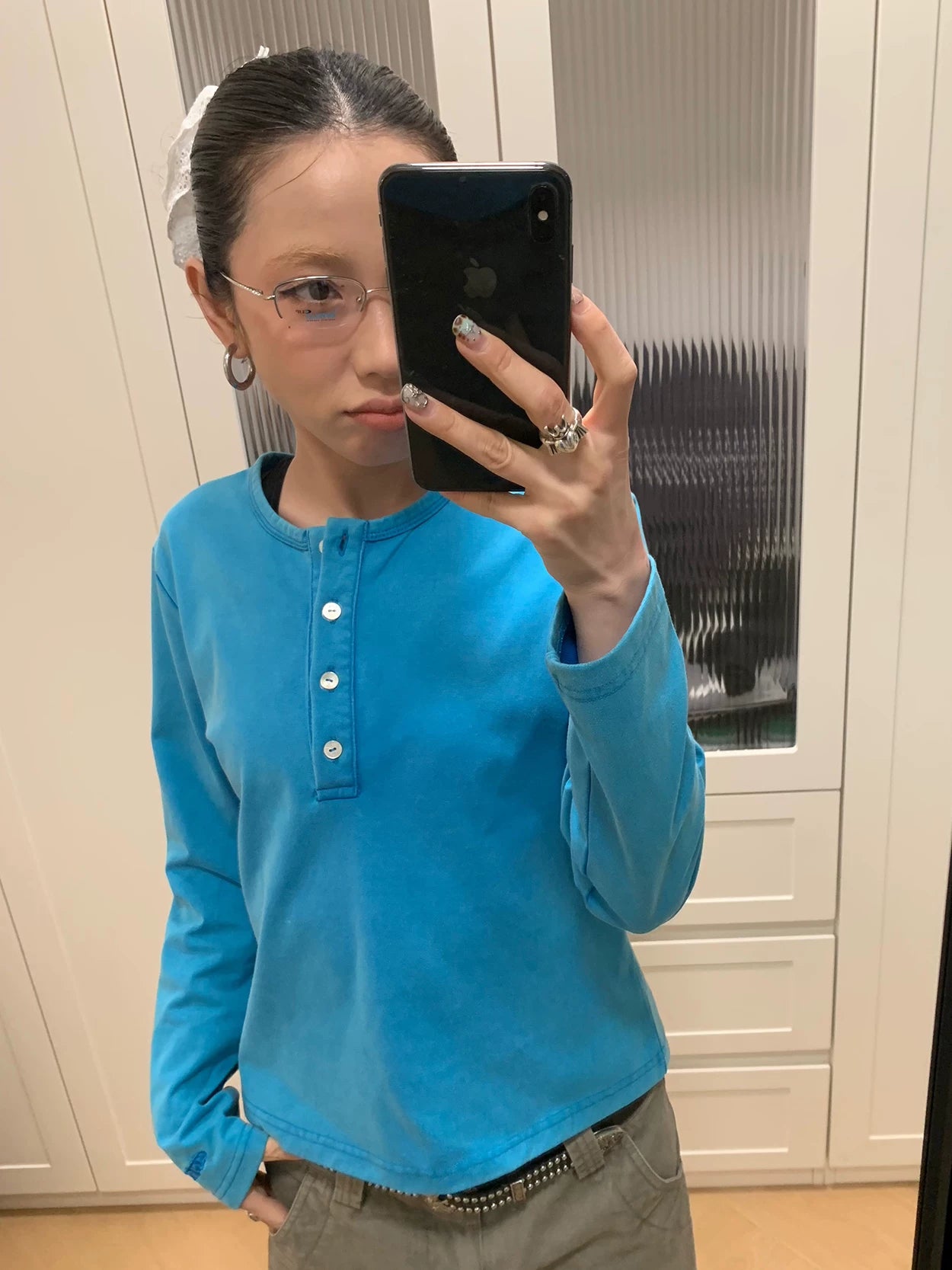 MMBBT Button Embroidery Simple Long Sleeve
