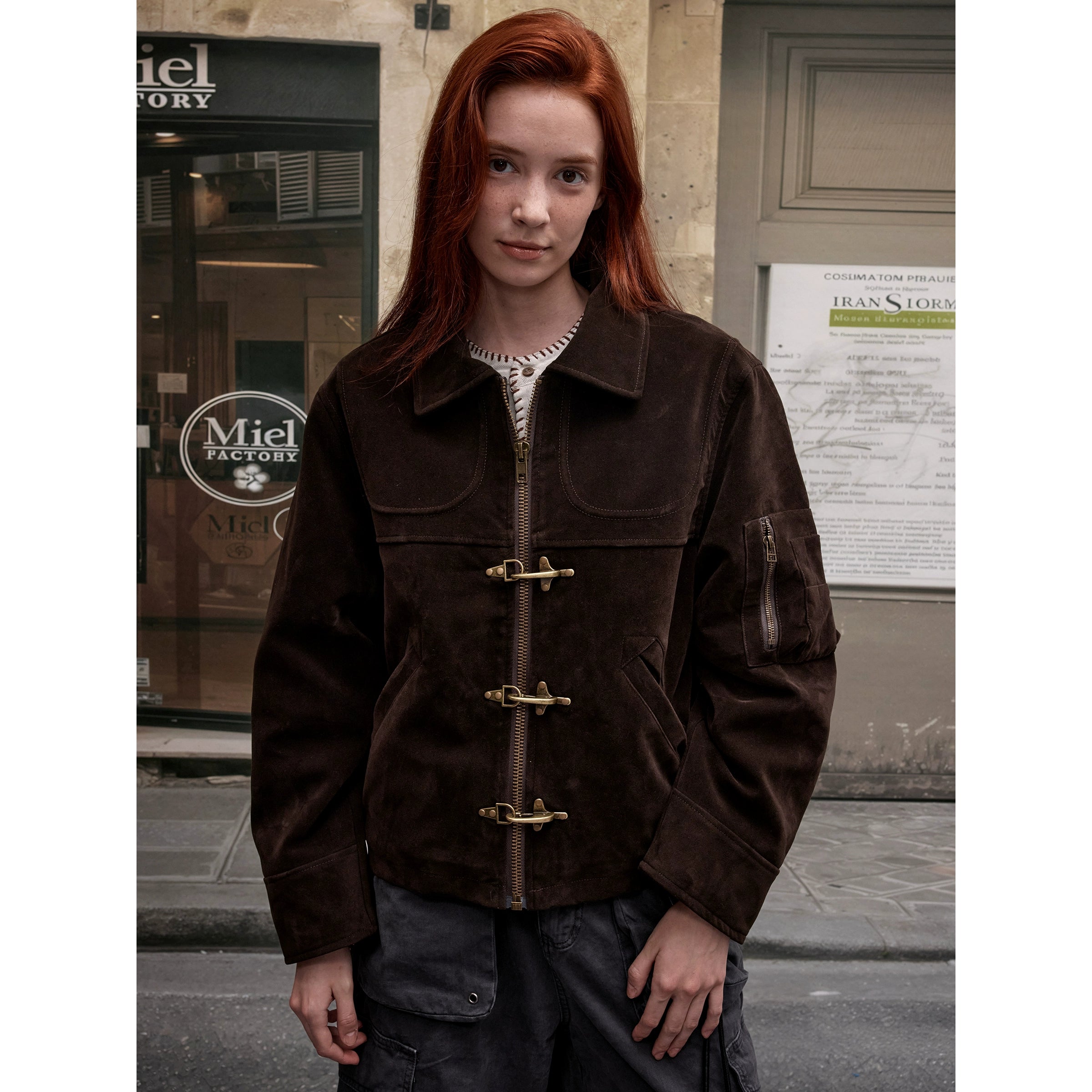 MADWITCH imitation suede short jacket women's edition