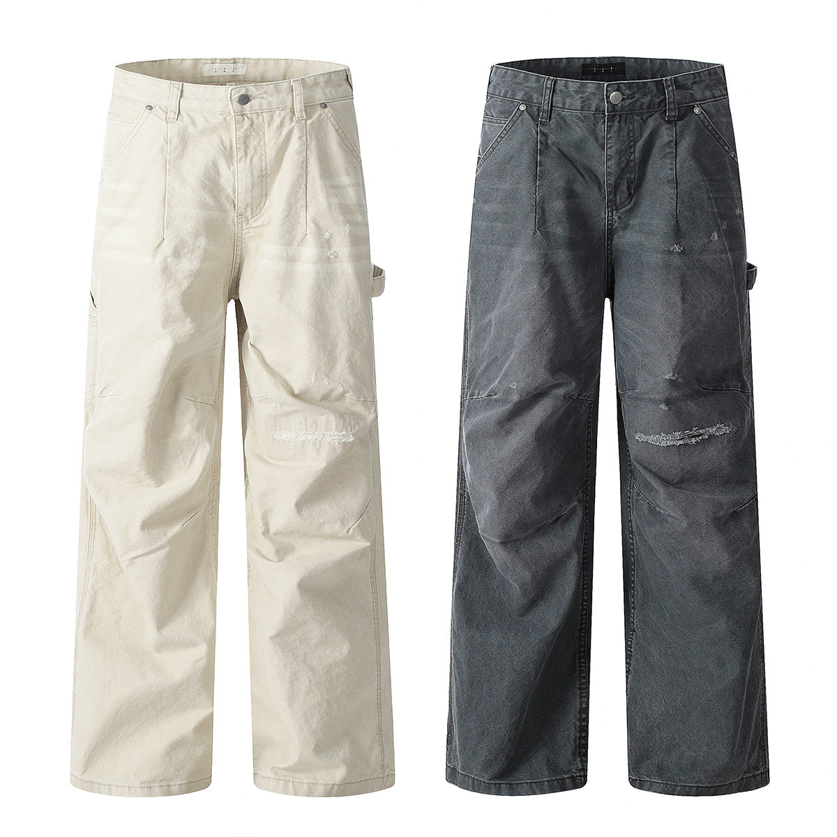 11KN washed old cut loose wide leg drape pants