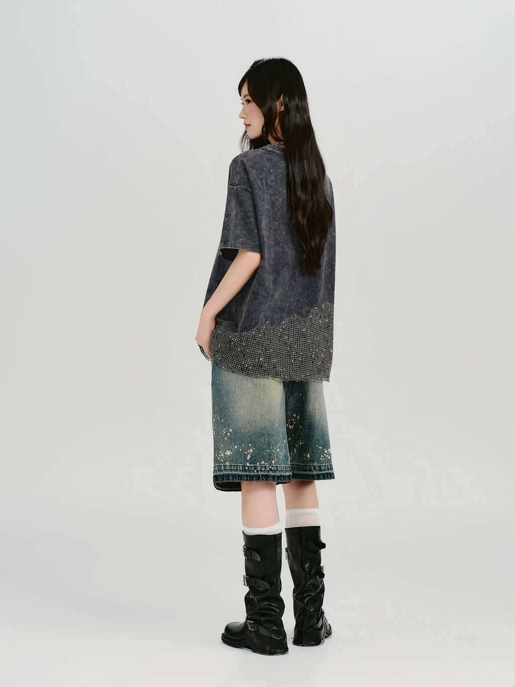 Girlyhalo Vintage Smudge Print Loose Tee