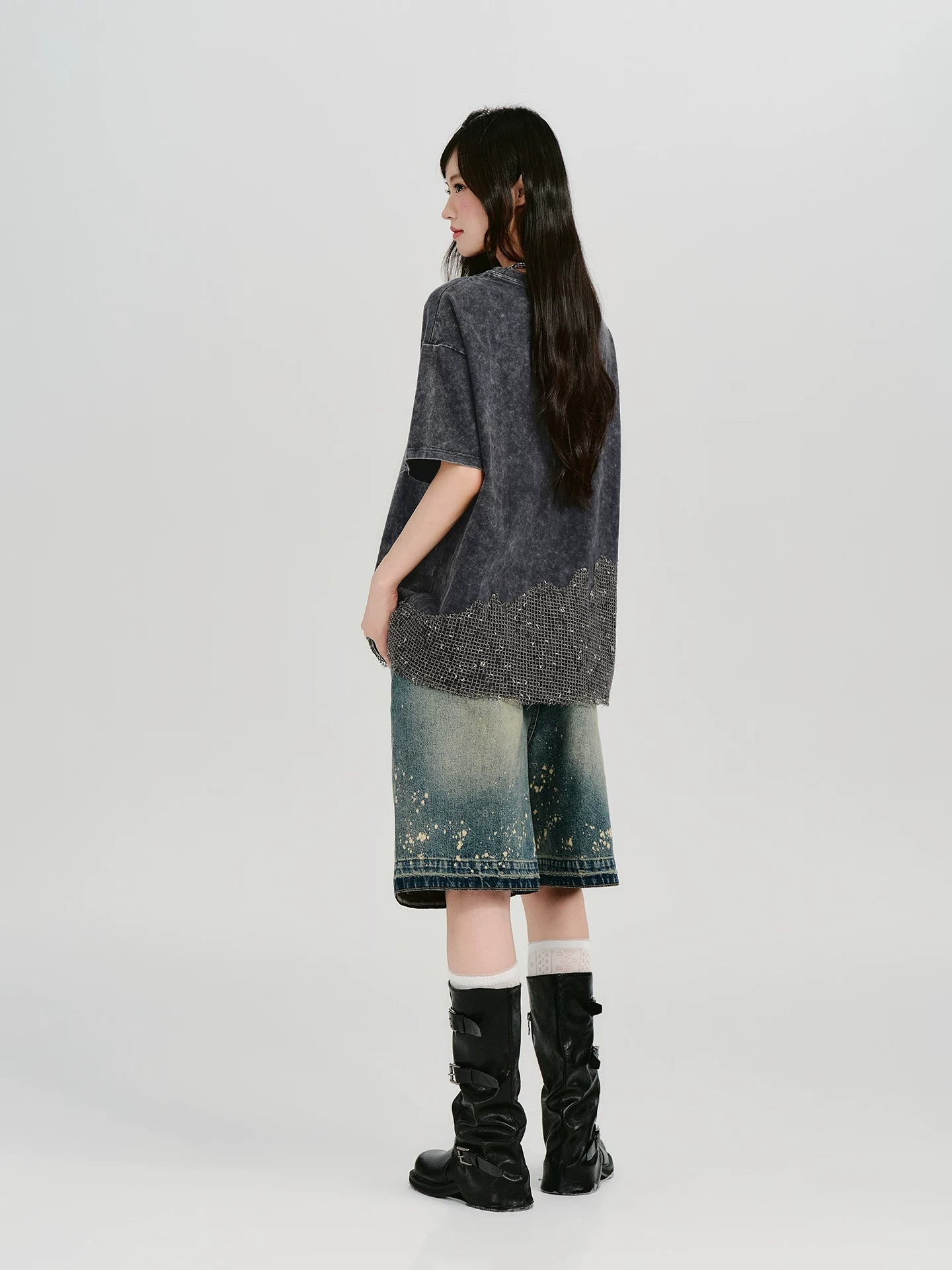Girlyhalo Vintage Smudge Print Loose Tee