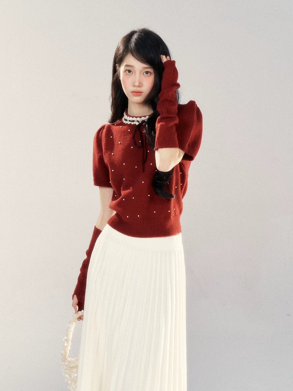 Wildberry Korean Fashion Sweet Polka Dot Knitted Sweater