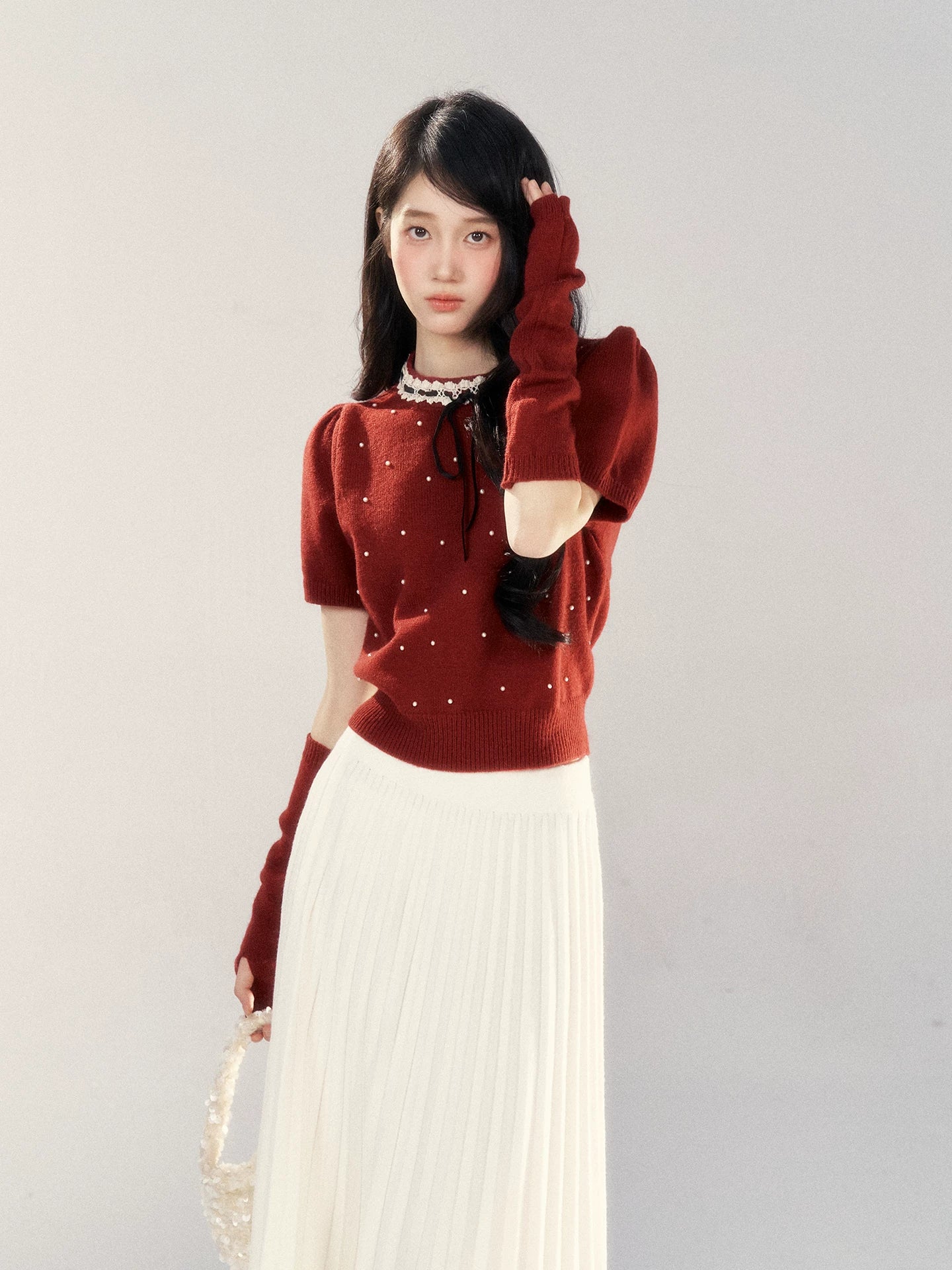 Wildberry Korean Fashion Sweet Polka Dot Knitted Sweater