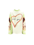 CHAI Love Print Fun Loose Long Sleeve Sweater