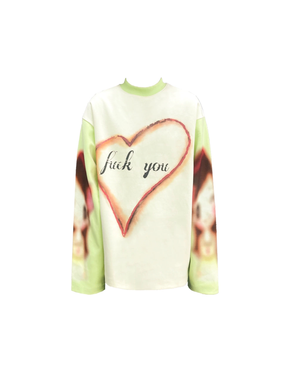 CHAI Love Print Fun Loose Long Sleeve Sweater