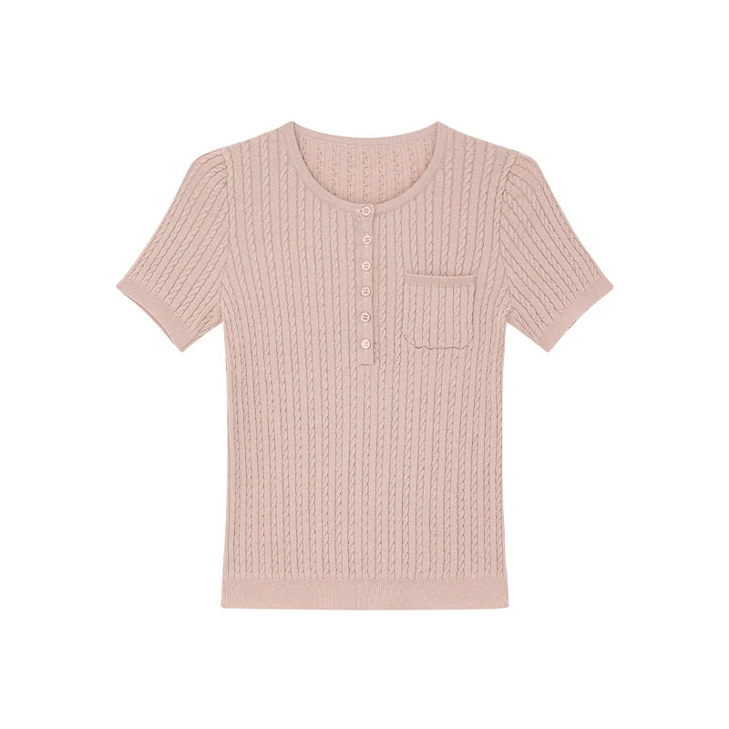 KANO Crew Neck Slim Fit Versatile Knitted Tee