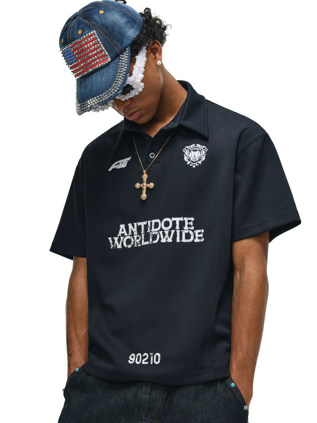 ANTIDOTE Sports Badge Lapel Polo Shirt