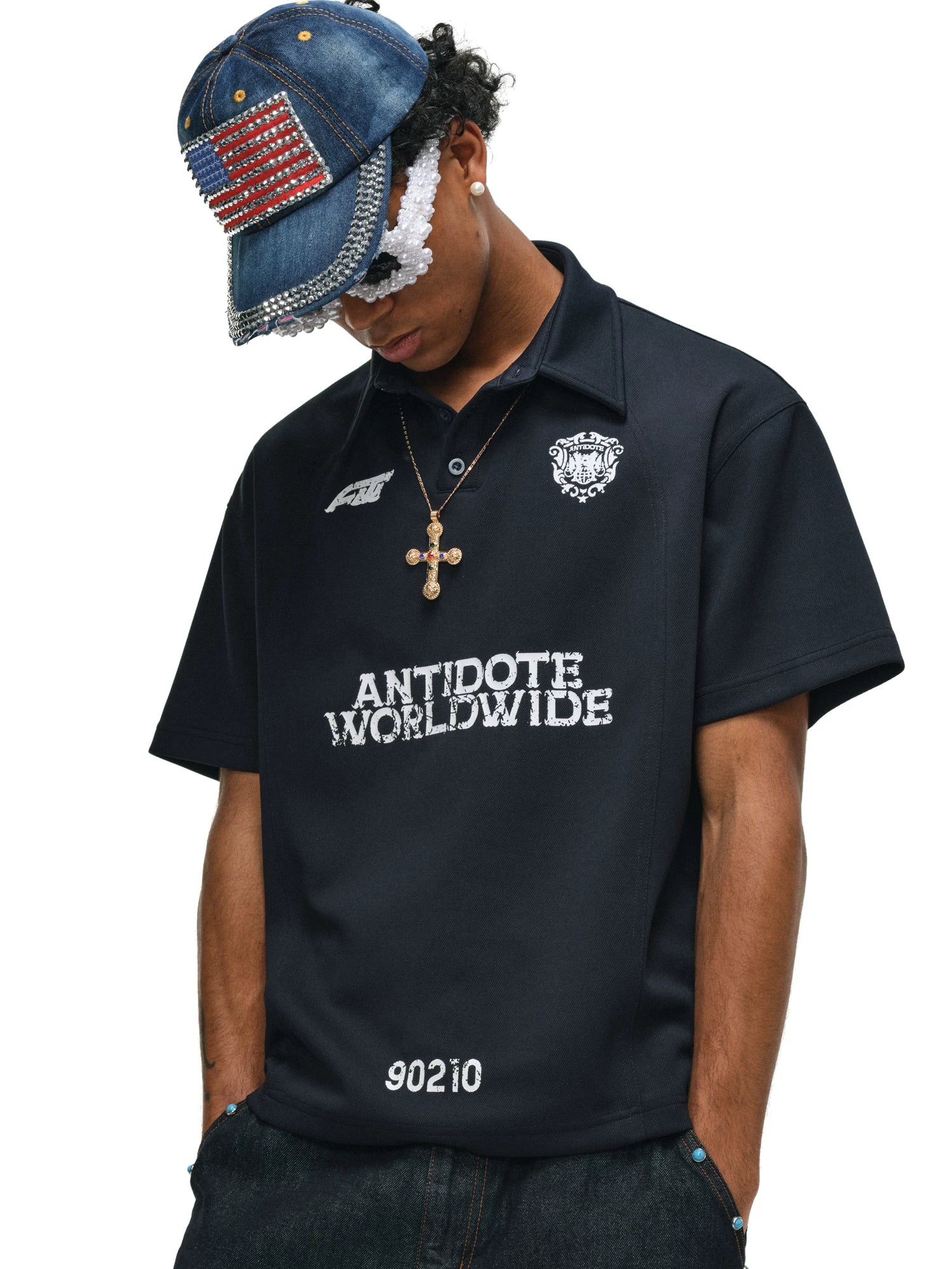 ANTIDOTE Sports Badge Lapel Polo Shirt