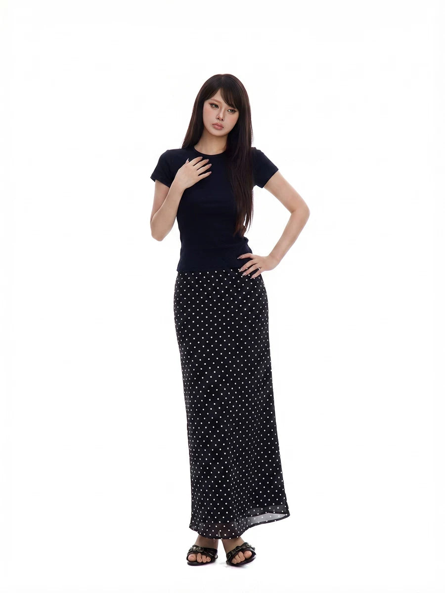 WITHMIN Polka Dot Mesh Skirt