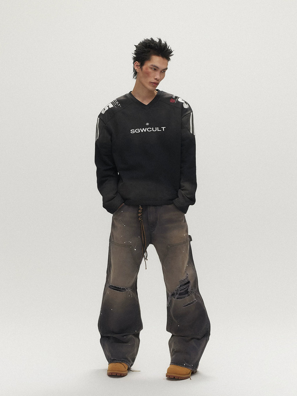 SGW Ink Splashing Loose Straight Overalls