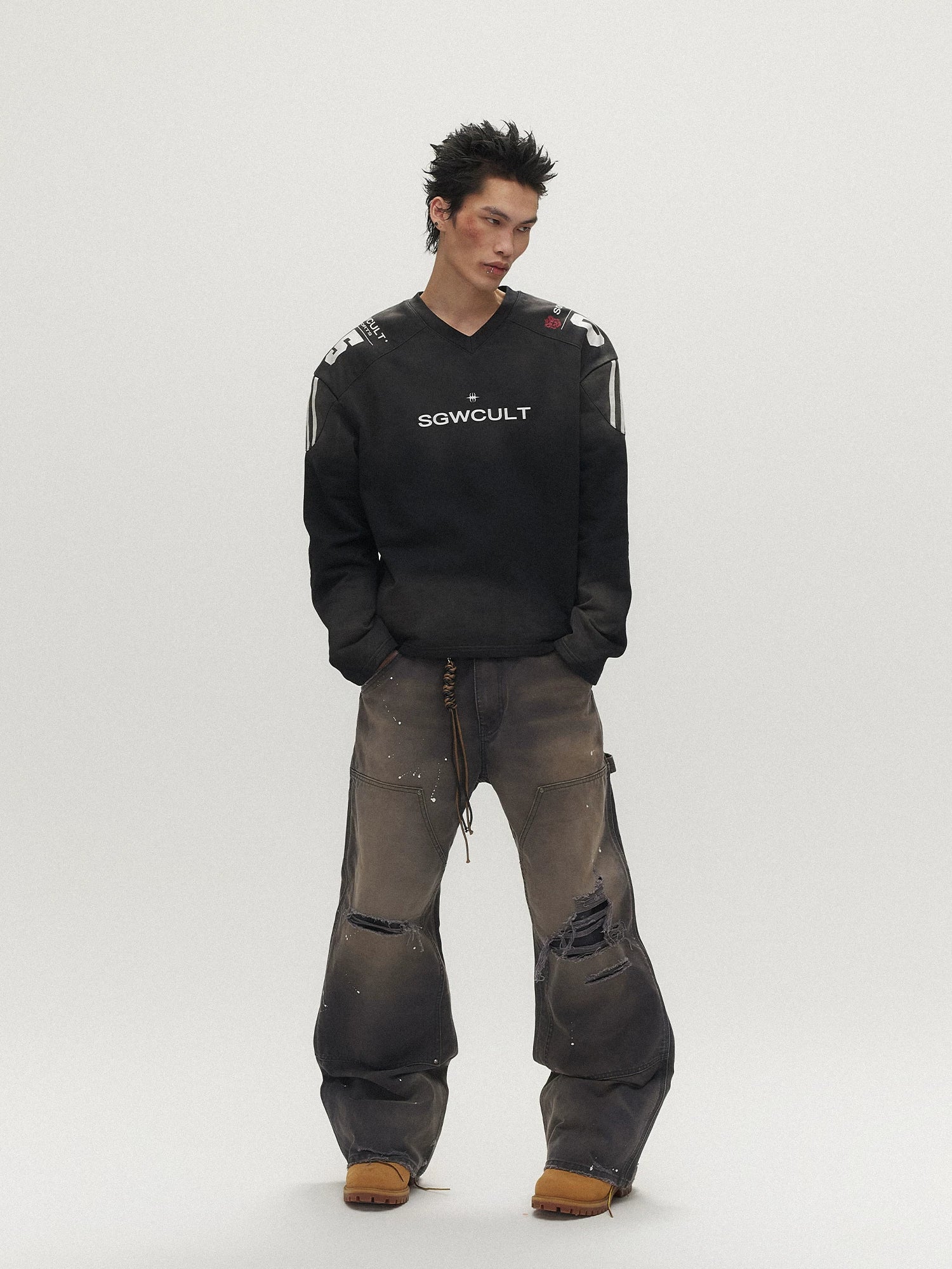 SGW Ink Splashing Loose Straight Overalls