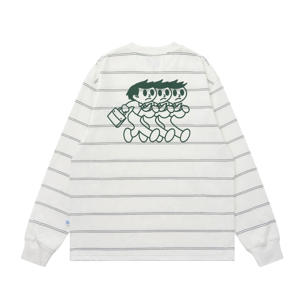 BENT IDEA Loose Versatile Striped Long Sleeves