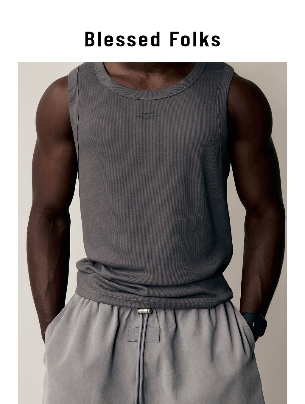 Blessed Sport Slim Bottom Stretch Ribbed Vest