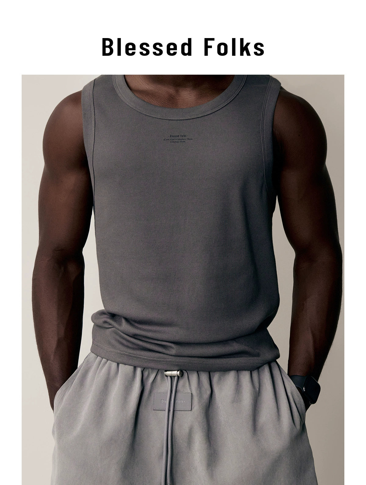 Blessed Sport Slim Bottom Stretch Ribbed Vest
