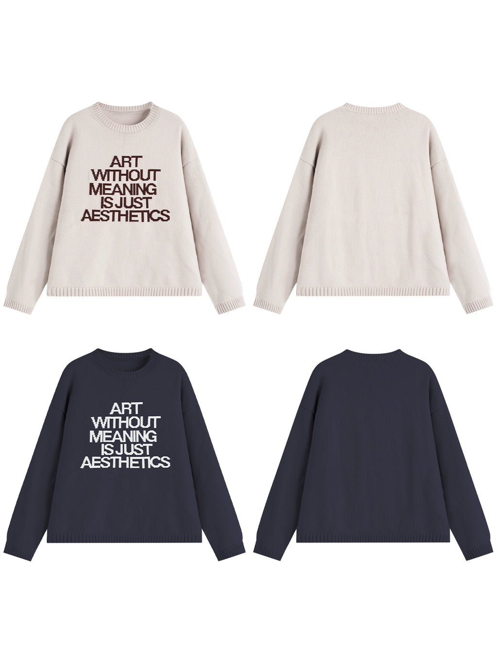 Loopsoon Chest Jacquard Retro Color Scheme Loose Versatile Knitted Sweater