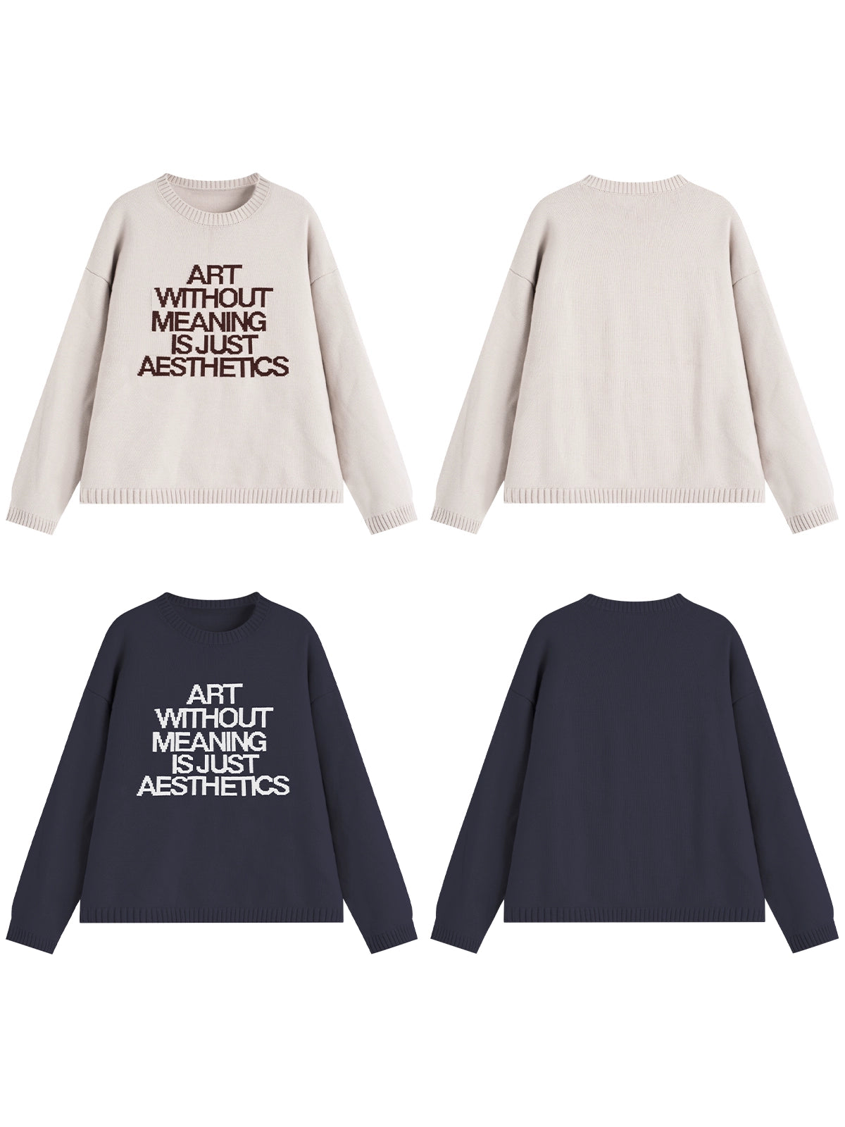Loopsoon Chest Jacquard Retro Color Scheme Loose Versatile Knitted Sweater