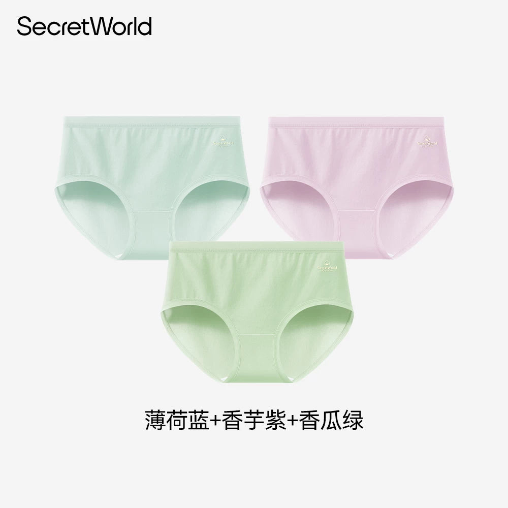 Secret World Antibacterial Crotch Mid-waist Seamless Briefs