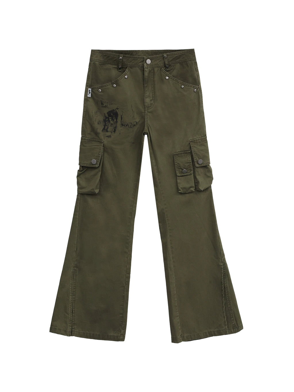 FUZZYKON Retro Portrait Print Tooling Flared Pants