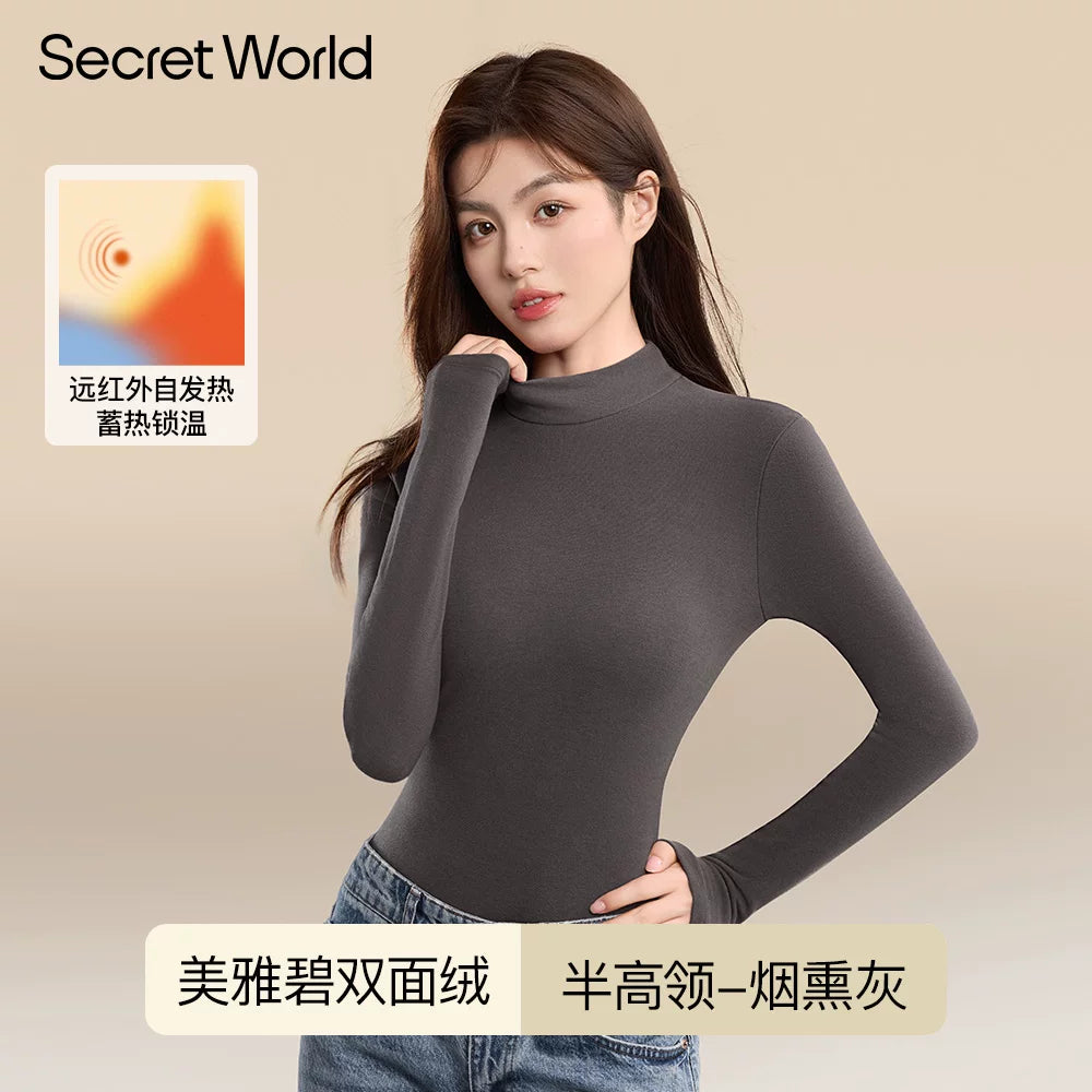 Secret World Semi-turtleneck Slim Fit Warm Inner Long Sleeve