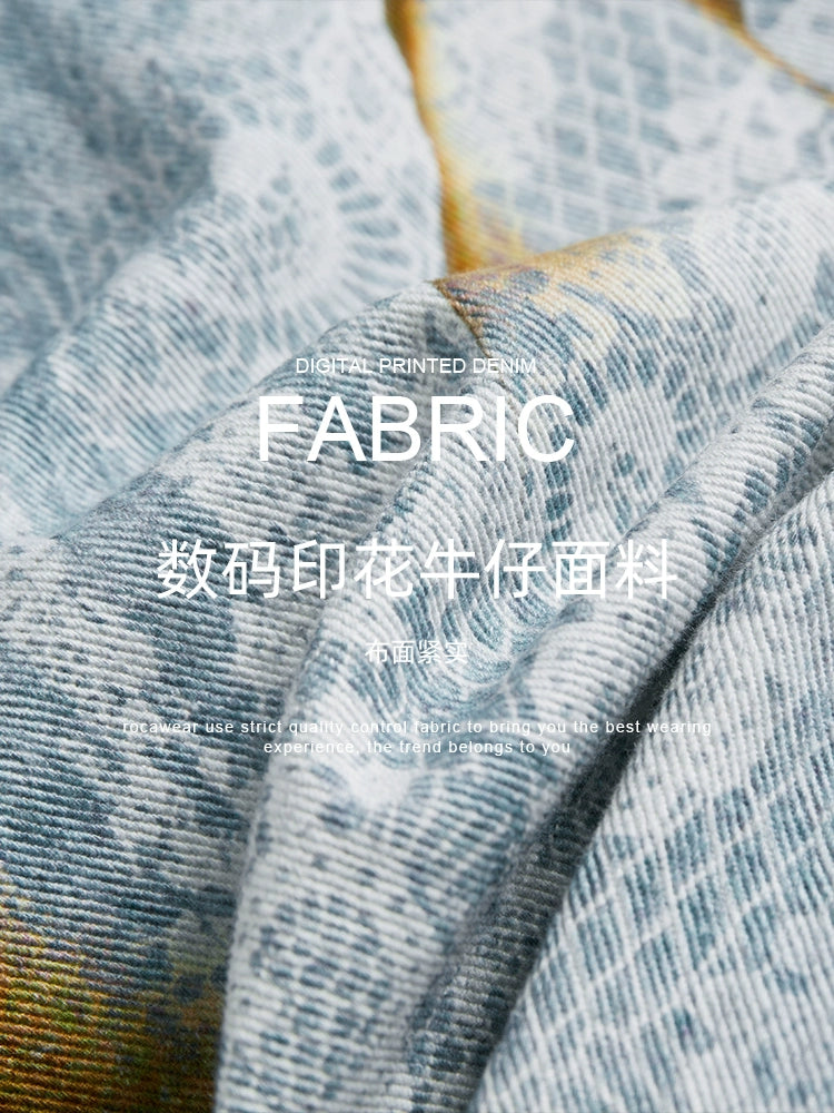 Rocawear Lace Stitching Digital 3D Printing Straight Jeans