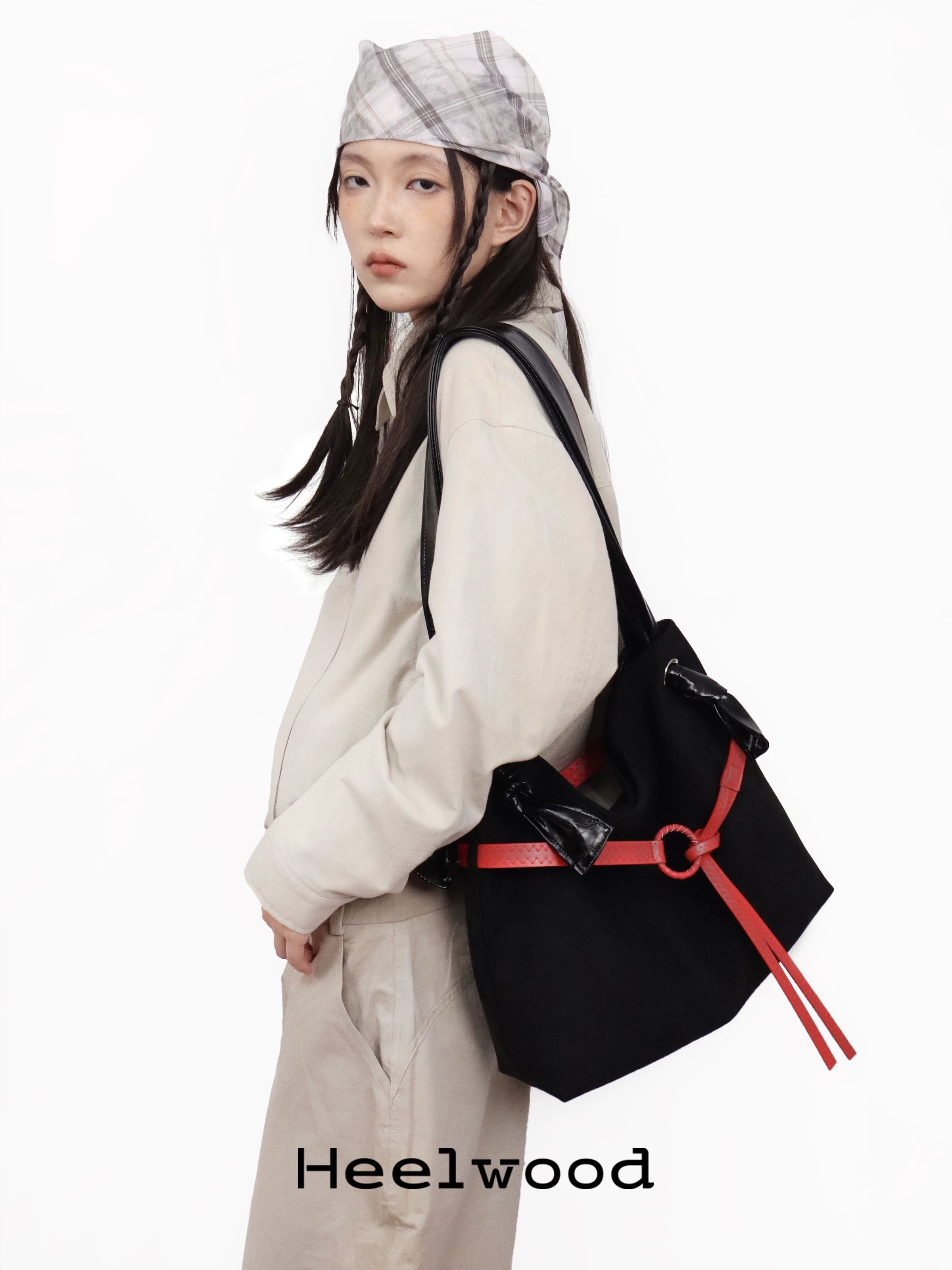 Heelwood Contrast Shoulder Large Capacity Tote Bag