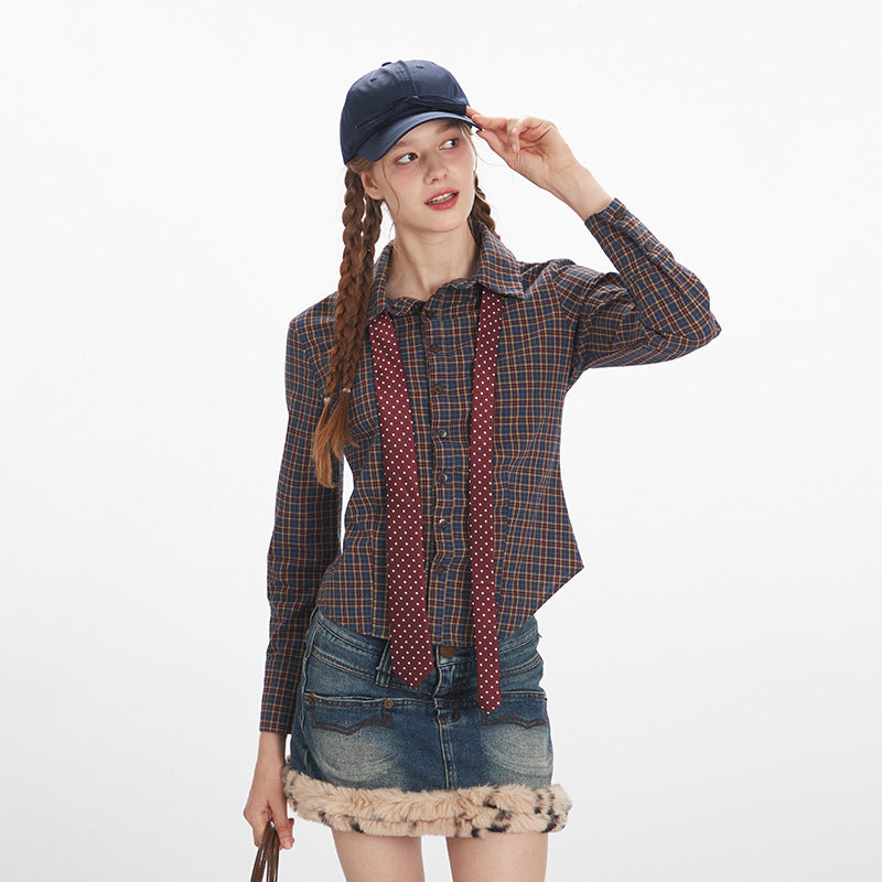 Nariele Plaid Slim Skinny Long Sleeve Shirt