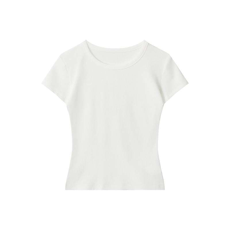 Nariele Shoulder Crew Neck Skinny Versatile Tee