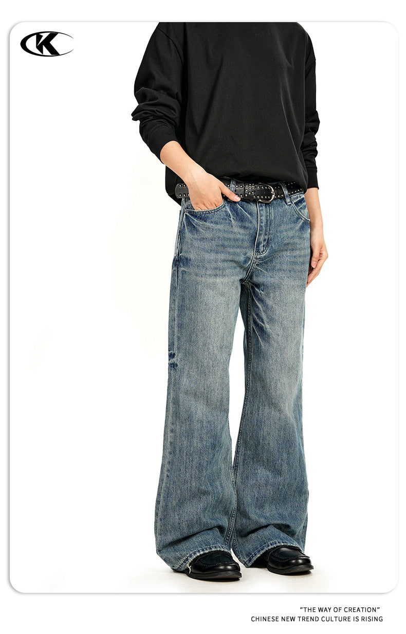 11KN Slub Pattern Simple Old Jeans