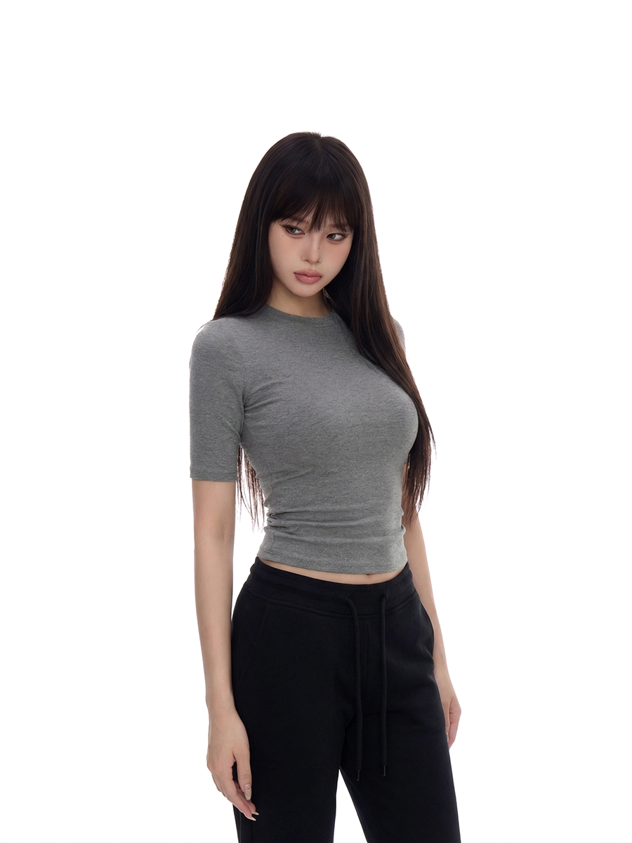 WITHMIN Front Shoulder Slim Fit Simple Versatile Tee