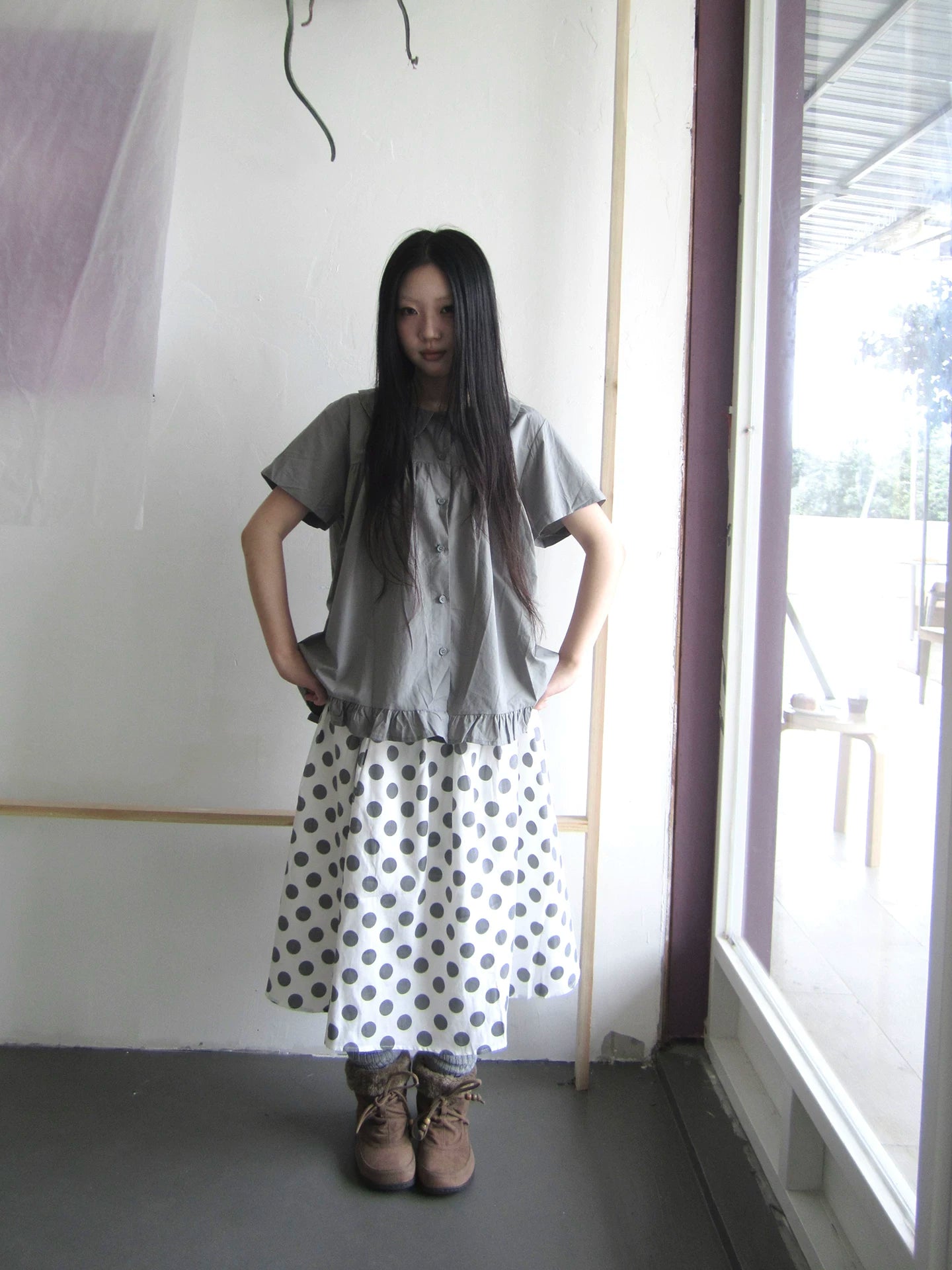 Ang: Project Vintage Versatile Loose Polka Dot Print Skirt