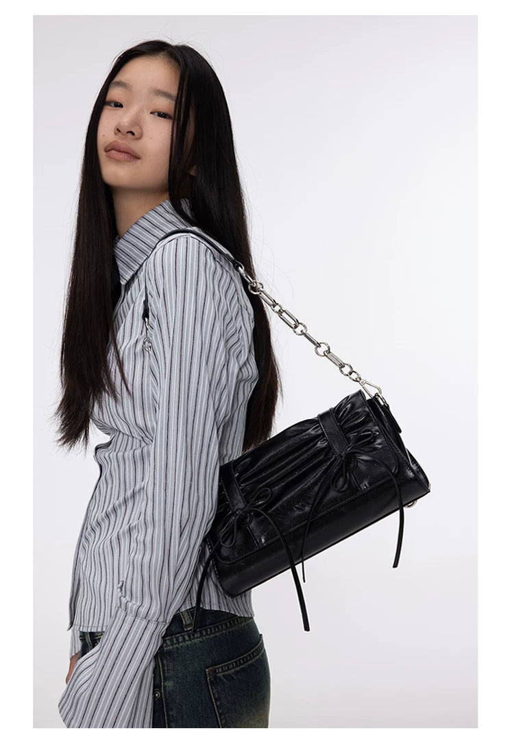 Oinimi Pleated Butterfly Rope Double Shoulder Underarm Oblique Span Bag