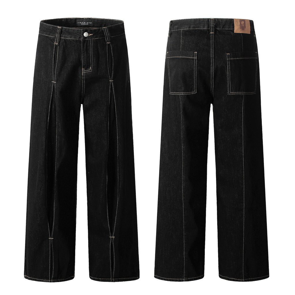 11KN Retro Bright Line Casual Wide-leg Trousers