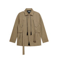 FUNKYFUN Medium and Long Khaki Lapel Jacket