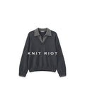 KNITRIOT Fake Two-piece Lapel Long-sleeved Knitted Sweater