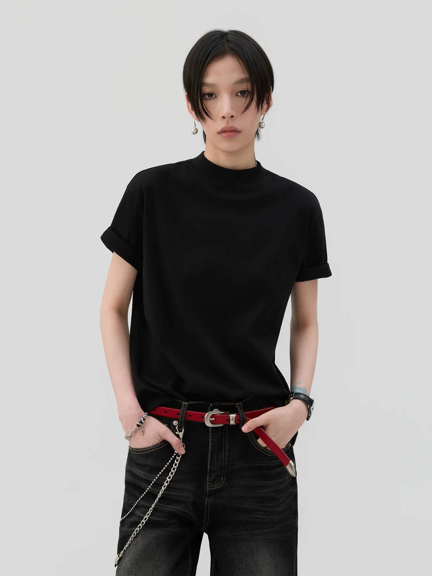 Sameuoo Small Turtleneck Simple Versatile Tee