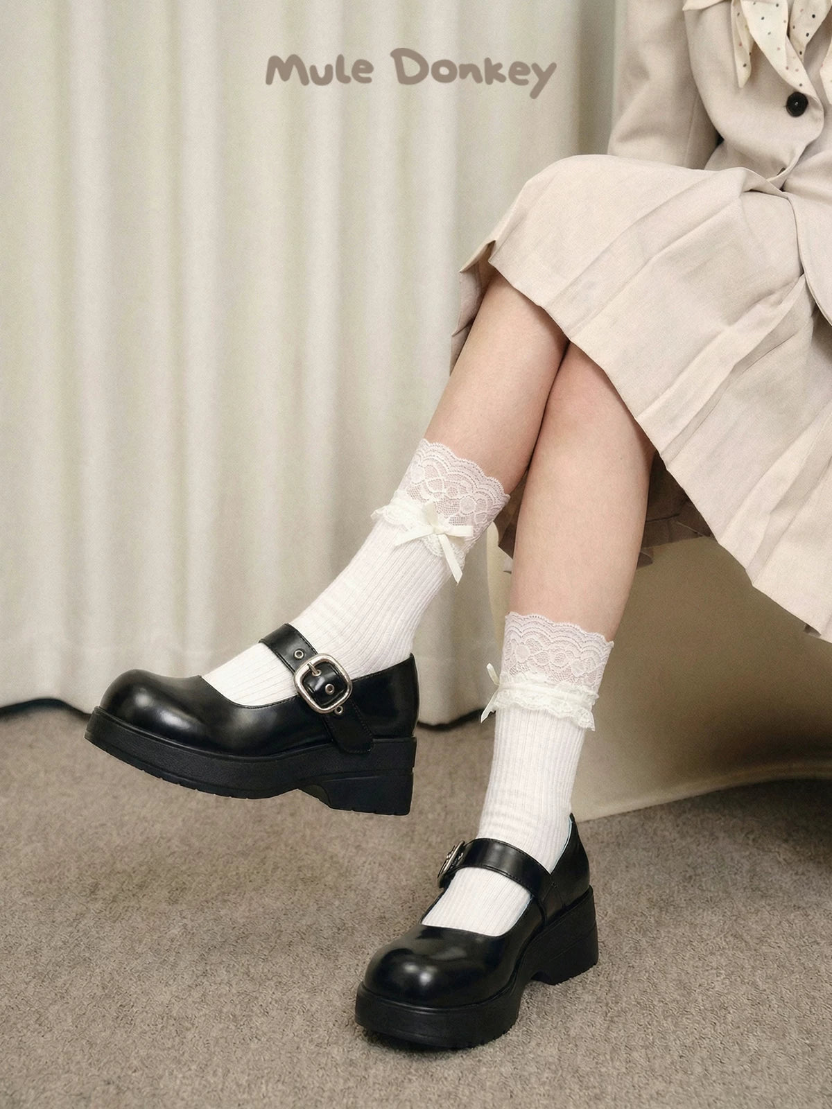 Donkey Thick-soled Sweet Little Leather Shoes