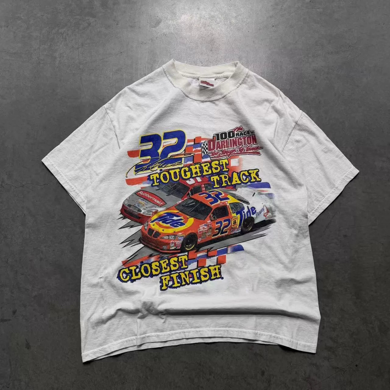 Wang Youbing Retro Racing Printing Advanced Sense Tee