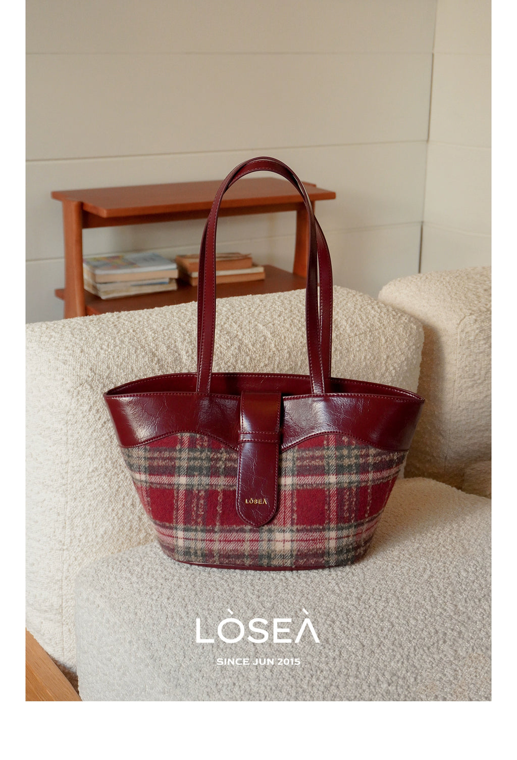 LOSEA Large Capacity Plaid Shoulder Bag