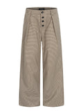 11KN Compound Pleated Breasted A-shaped Straight Wide-leg Slacks