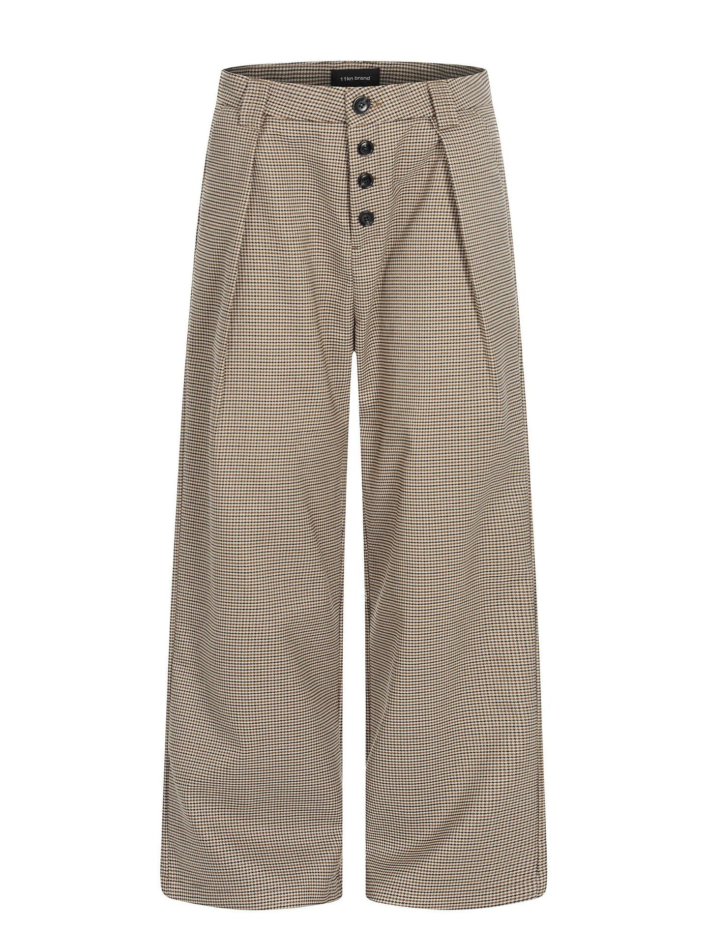 11KN Compound Pleated Breasted A-shaped Straight Wide-leg Slacks