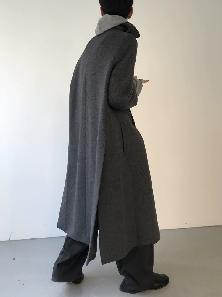 COLN Split-ended Single-breasted Wool Coat