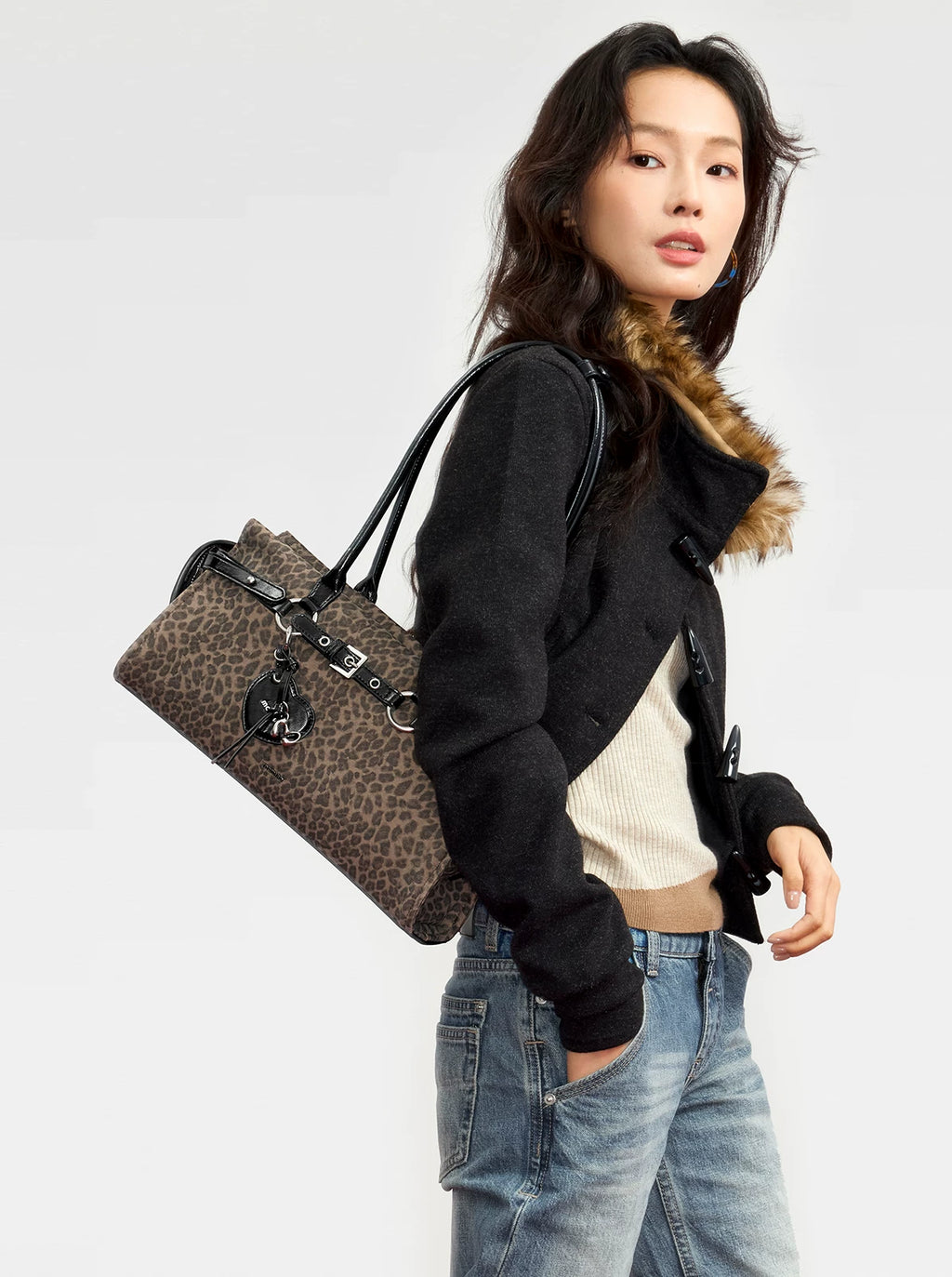 Mcmiko Vintage Leopard Print Shoulder Bag