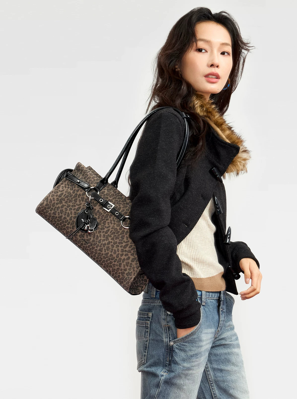 Mcmiko Vintage Leopard Print Shoulder Bag