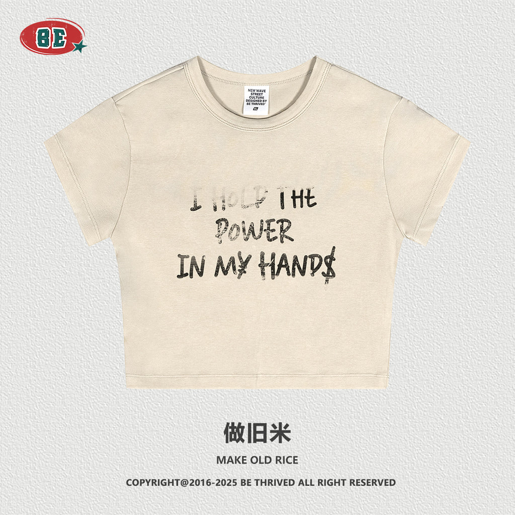 BE Women's Letter tee Slim Fit Crop Top
