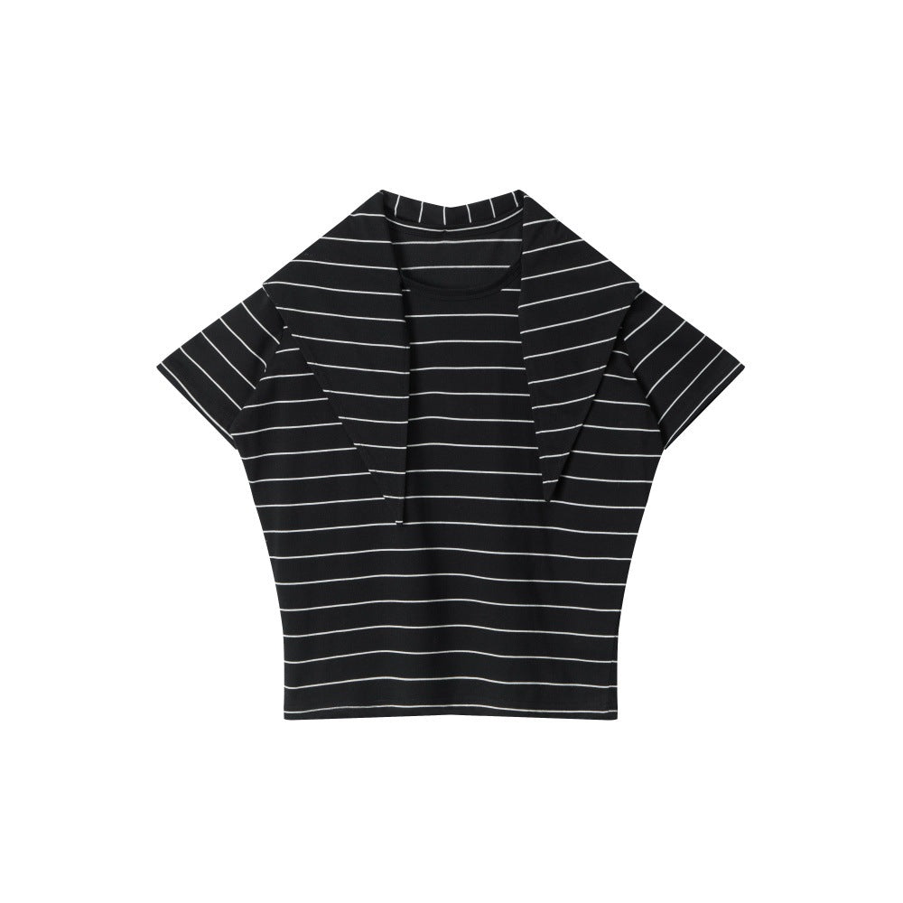HeyHenry Striped Removable Shawl Casual Tee