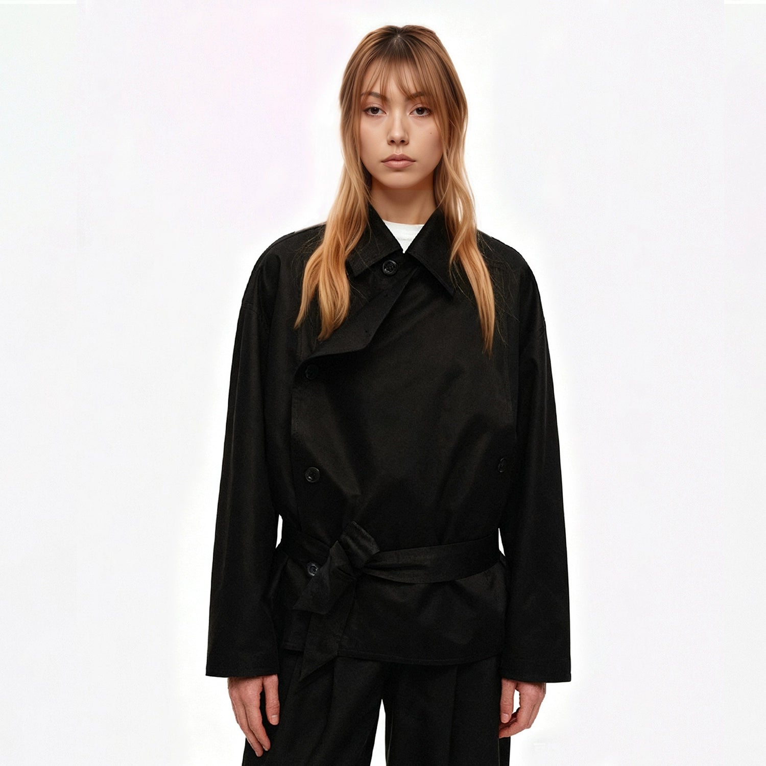 SHE SEEK Short Version Premium Lapel Trench Coat