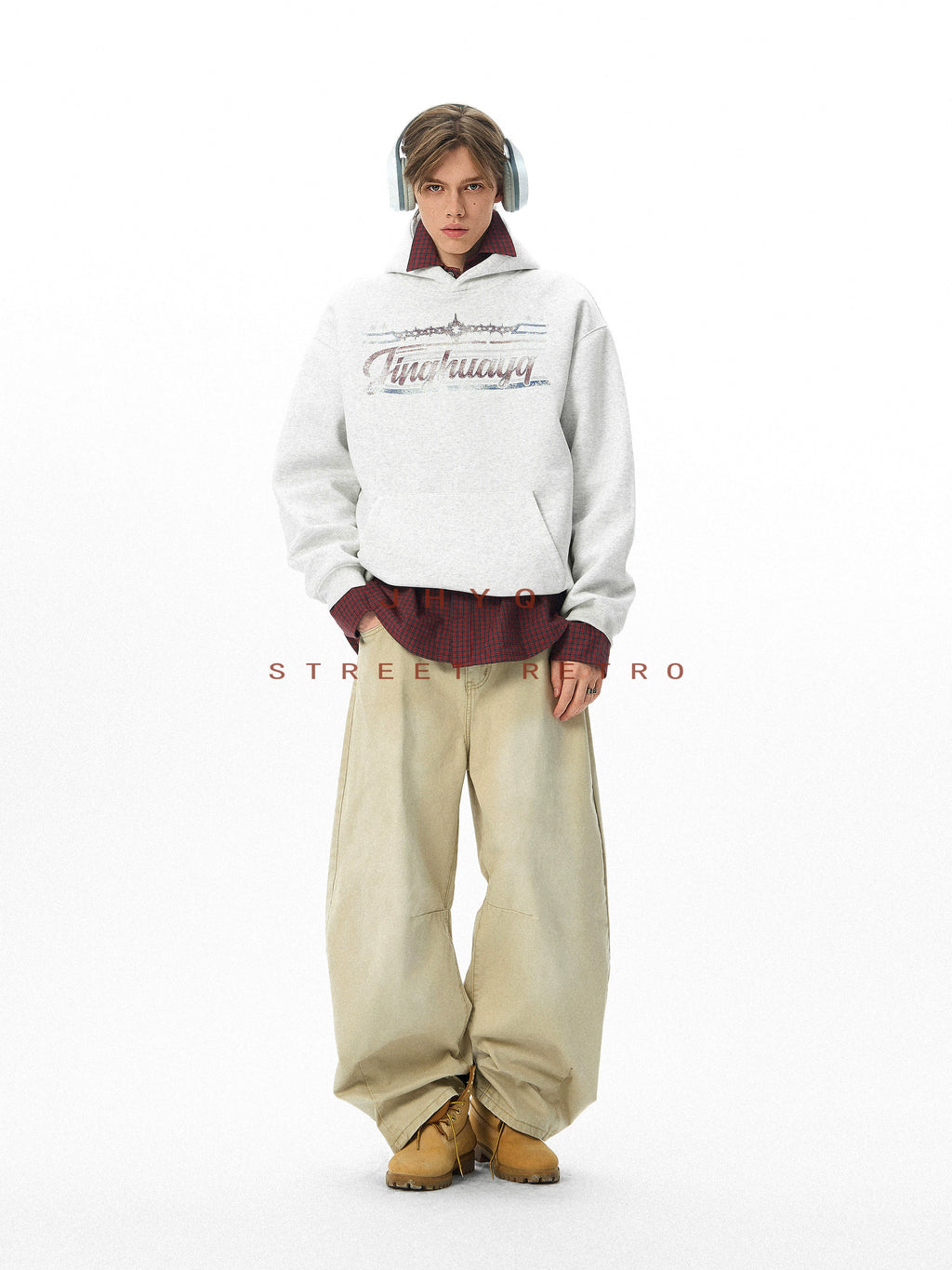 JHYQ Retro Letter Print Loose Sweater